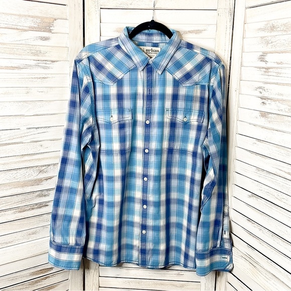 URBAN PIPELINE | Men’s Blue Plaid Button Down Long Sleeve Shirt - Picture 1 of 5